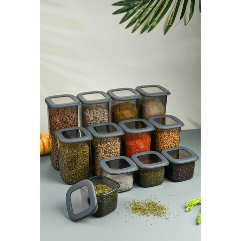 Set recipiente depozitare, Hermia, 964FRM5384, Sigur pentru cuptorul cu microunde / Sigur pentru mașina de spălat vase, Antracit