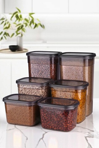 Set recipiente depozitare, Hermia, 430KSV9472, Plastic, Dimensiune: 12 x 16,5 x 16,5 / 2000 ml (2 bucăți), Antracit