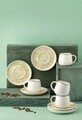 Set cesti de cafea, Hermia, 721NBL3167, Numai farfurii. Se pot spăla în mașina de spălat vase. / Se poate folosi la cuptorul cu microunde., Crem/Alb