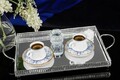 Set cesti de cafea, Hermia, 721NBL3171, Numai farfurii. Se pot spăla în mașina de spălat vase. / Se poate folosi la cuptorul cu microunde., Albastru/Alb