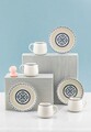 Set cesti de cafea, Hermia, 721NBL3172, Numai farfurii. Se pot spăla în mașina de spălat vase. / Se poate folosi la cuptorul cu microunde., Albastru/Alb