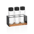 Set recipiente pentru condimente, Hermia, 949FRB1284, Suport din lemn: 16 x 7 x 7,5 cm (1 bucată), Natural
