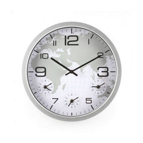 Ceas de perete cu 4 cadrane, 114550A, 35 cm Ø, plastic, gri