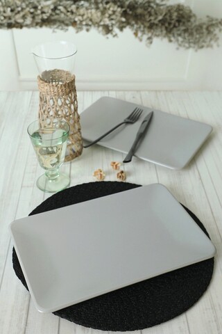Set platouri servire, Keramika, 275KRM2150, Ceramica , Nu absoarbe apa, Gri Mat