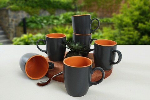 Set cani, Keramika, 275KRM1749, Ceramica , 9 cm, Gri / Portocaliu