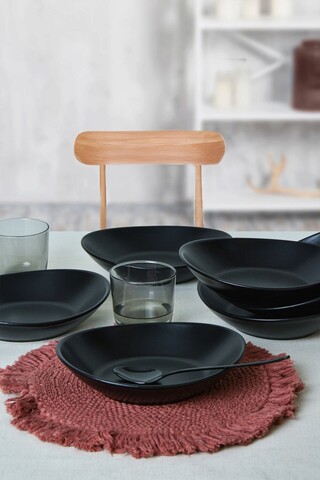 Set farfurii, Keramika, 275KRM2214, Ceramica , Nu absoarbe apa, Negru mat
