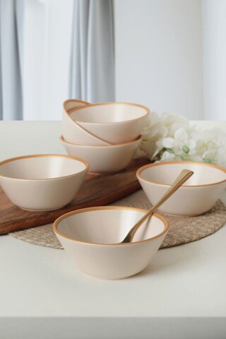 Set boluri, Keramika, 275KRM1906, Ceramica , Nu absoarbe apa, Crem / Aur