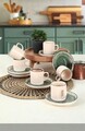 Set cesti de cafea, Keramika, 275KRM1860, Ceramica , Nu absoarbe apa, Crem / Verde