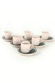 Set cesti de cafea, Keramika, 275KRM1860, Ceramica , Nu absoarbe apa, Crem / Verde