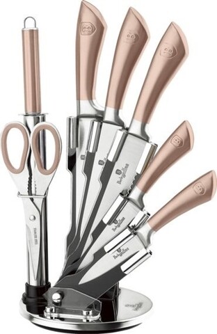 Set 7 cutite cu suport, Berlinger, Rose Gold Collection, inox/plastic