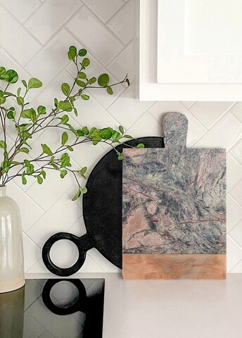 Platou servire alimente, Mia - Kitchenware, 280TMA1904, 100% MARMURA / , Dimensiune: 13,5 x 8 x 0,5 cm, Verde / Natural