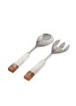 Set ustensile salata, Mia - Kitchenware, 280TMA1898, 100% MARMURA, Galben/Alb