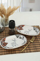 Set platouri servire, Keramika, 275KRM1689, 100% CERAMICA / , 22 cm, 2 piese, Negru / Gri / Alb / Roșu