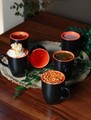 Set cani, Keramika, 275KRM1750, Ceramica , 9 cm, Negru/Portocaliu