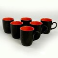 Set cani, Keramika, 275KRM1750, Ceramica , 9 cm, Negru/Portocaliu