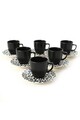 Set cesti de cafea, Keramika, 275KRM1915, Ceramica , Dimensiune ceașcă de cafea: 6 x 6 x 6 cm / 95 ml (6 bucăți), Alb/Negru