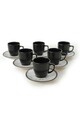 Set cesti de cafea, Keramika, 275KRM1916, Ceramica , Dimensiune ceașcă de cafea: 6 x 6 x 6 cm / 95 ml (6 bucăți), Alb/Negru