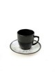 Set cesti de cafea, Keramika, 275KRM1916, Ceramica , Dimensiune ceașcă de cafea: 6 x 6 x 6 cm / 95 ml (6 bucăți), Alb/Negru