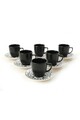 Set cesti de cafea, Keramika, 275KRM1917, Ceramica , Dimensiune ceașcă de cafea: 6 x 6 x 6 cm / 95 ml (6 bucăți), Alb/Negru