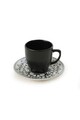 Set cesti de cafea, Keramika, 275KRM1917, Ceramica , Dimensiune ceașcă de cafea: 6 x 6 x 6 cm / 95 ml (6 bucăți), Alb/Negru