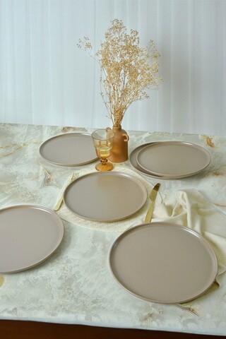 Set platouri servire, Keramika, 275KRM2204, Ceramica , Nu absoarbe apa, Taupe Mat