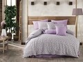 Lenjerie de pat dubla Lily, Majoli Home Collection, 4 piese, 200x220 cm, 100% bumbac ranforce, lila