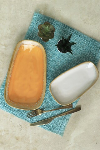 Set platouri servire, Keramika, 275KRM2230, Ceramica , Nu absoarbe apa, Muștar / Cremă