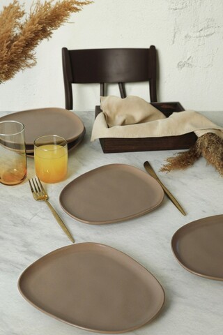 Set farfurii pentru desert, Keramika, 275KRM2183, Ceramica , Nu absoarbe apa, Grej