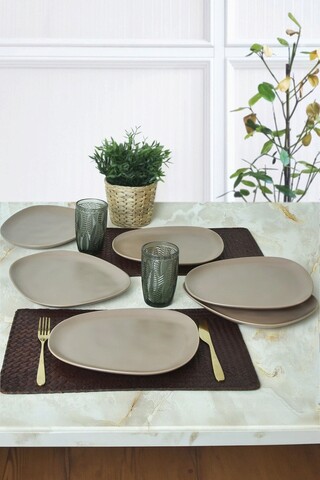 Set platouri servire, Keramika, 275KRM2211, Ceramica , Nu absoarbe apa, Taupe Mat
