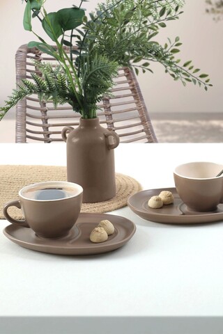 Set cesti de cafea, Keramika, 275KRM1946, Ceramica , Nu absoarbe apa, Taupe deschis