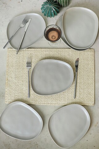 Set platouri servire desert, Keramika, 275KRM2207, Ceramica , Nu absoarbe apa, Gri Mat