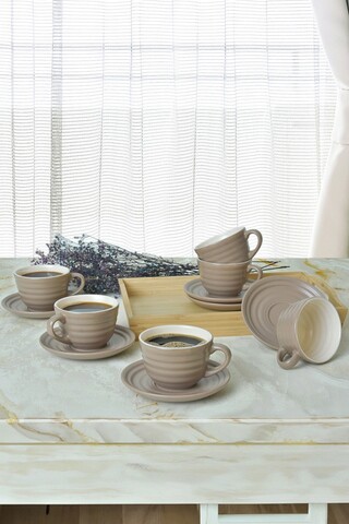 Set pentru ceai, Keramika, 275KRM2219, Ceramica , Nu absoarbe apa, Taupe Mat