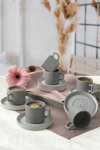 Set pentru ceai, Keramika, 275KRM2173, Ceramica , Nu absoarbe apa, Gri