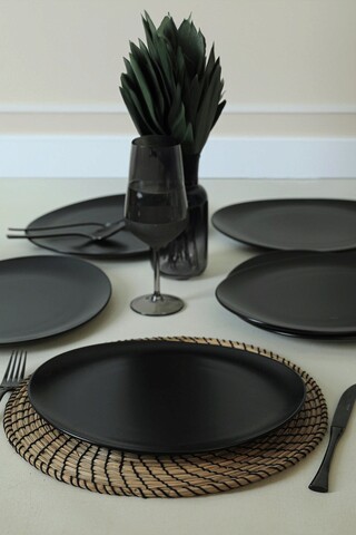 Set platouri servire, Keramika, 275KRM2161, Ceramica , Nu absoarbe apa, Negru mat