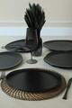 Set platouri servire, Keramika, 275KRM2161, Ceramica , Nu absoarbe apa, Negru mat