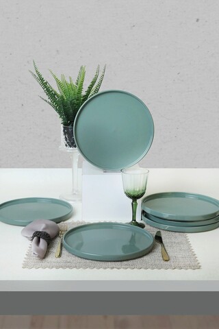 Set platouri servire, Keramika, 275KRM2113, Ceramica , Nu absoarbe apa, Verde