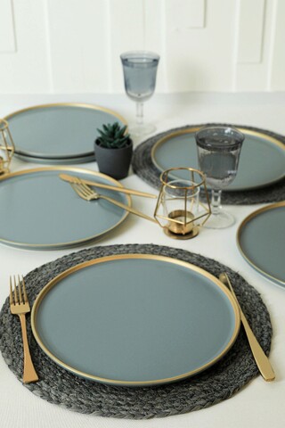 Set platouri servire, Keramika, 275KRM2162, Ceramica , Nu absoarbe apa, Verde