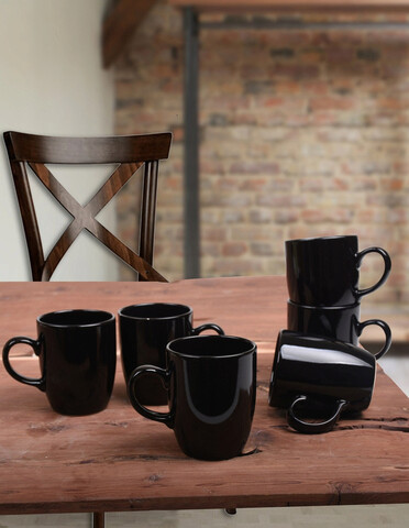 Set cani, Keramika, 275KRM1243, Ceramica , Dimensiune: 9 cm / 300 ml (6 bucăți), Negru