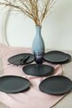 Set platouri servire desert, Keramika, 275KRM2202, Ceramica , Nu absoarbe apa, Negru mat