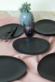 Set platouri servire desert, Keramika, 275KRM2202, Ceramica , Nu absoarbe apa, Negru mat