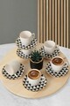 Set cesti de cafea, Keramika, 275KRM1925, Ceramica , 6x6x6 cm, 110 ml, Alb/Negru