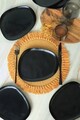 Set platouri servire desert, Keramika, 275KRM2208, Ceramica , Nu absoarbe apa, Negru mat