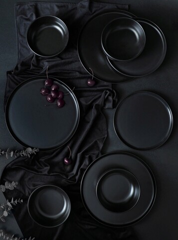 Serviciu de masa, Keramika, 275KRM1862, Ceramica , Nu absoarbe apa, Negru