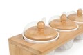 Set recipiente pentru condimente, Hermia, 126MBM1135, Dimensiuni raft: Lățime: 27,5 cm Înălțime: 9,5 cm Adâncime: 7 cm , Nuc/Alb