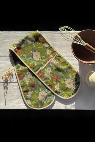 Set mănuși pentru cuptor, SX - Kitchen, 626SRT1109, Poliester , Dimensiune: 18 x 86 cm (2 bucăți), Verde