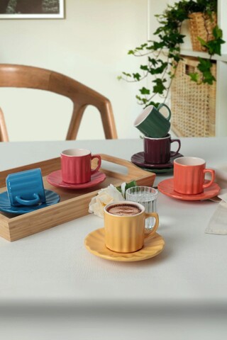 Set cesti de cafea, Keramika, 275KRM2177, Ceramica , Nu absoarbe apa, Multicolor