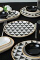 Set de mic dejun, Keramika, 275KRM1958, Ceramica , Nu absoarbe apa, Alb/Negru