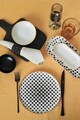 Set de mic dejun, Keramika, 275KRM1959, Ceramica , Nu absoarbe apa, Alb/Negru
