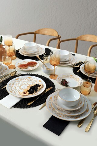 Serviciu de masa, Keramika, 275KRM1941, Ceramica , Nu absoarbe apa, Alb/Auriu