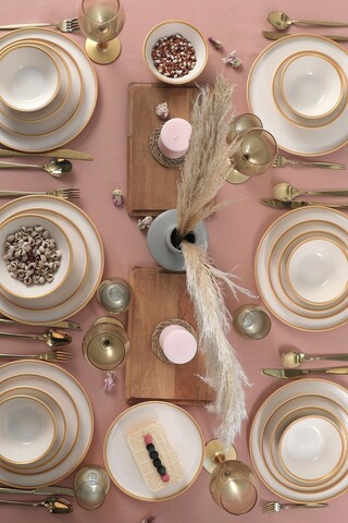 Serviciu de masa, Keramika, 275KRM1932, Ceramica , Nu absoarbe apa, Crem / Aur